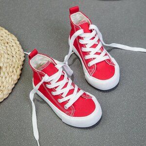 Kids High Top Canvas Sneakers Boys Girls LaceUp Tennis Shoes BacktoSchool SZ 13